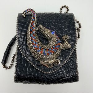 Incredible Crocodile Leather and Embellished Bejeweled Crossbody Bag